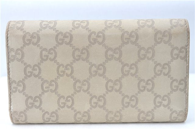 Authentic GUCCI Guccissima Long Wallet Purse GG Leather 190336 White J1278