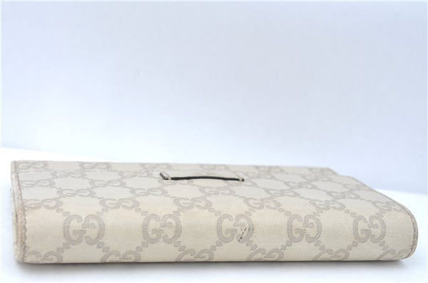 Authentic GUCCI Guccissima Long Wallet Purse GG Leather 190336 White J1278