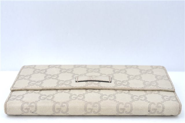 Authentic GUCCI Guccissima Long Wallet Purse GG Leather 190336 White J1278