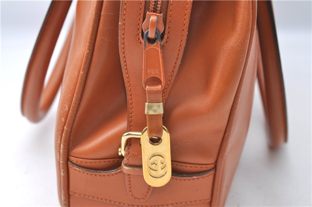 Authentic GUCCI Shoulder Hand Bag Purse Leather Brown J1280
