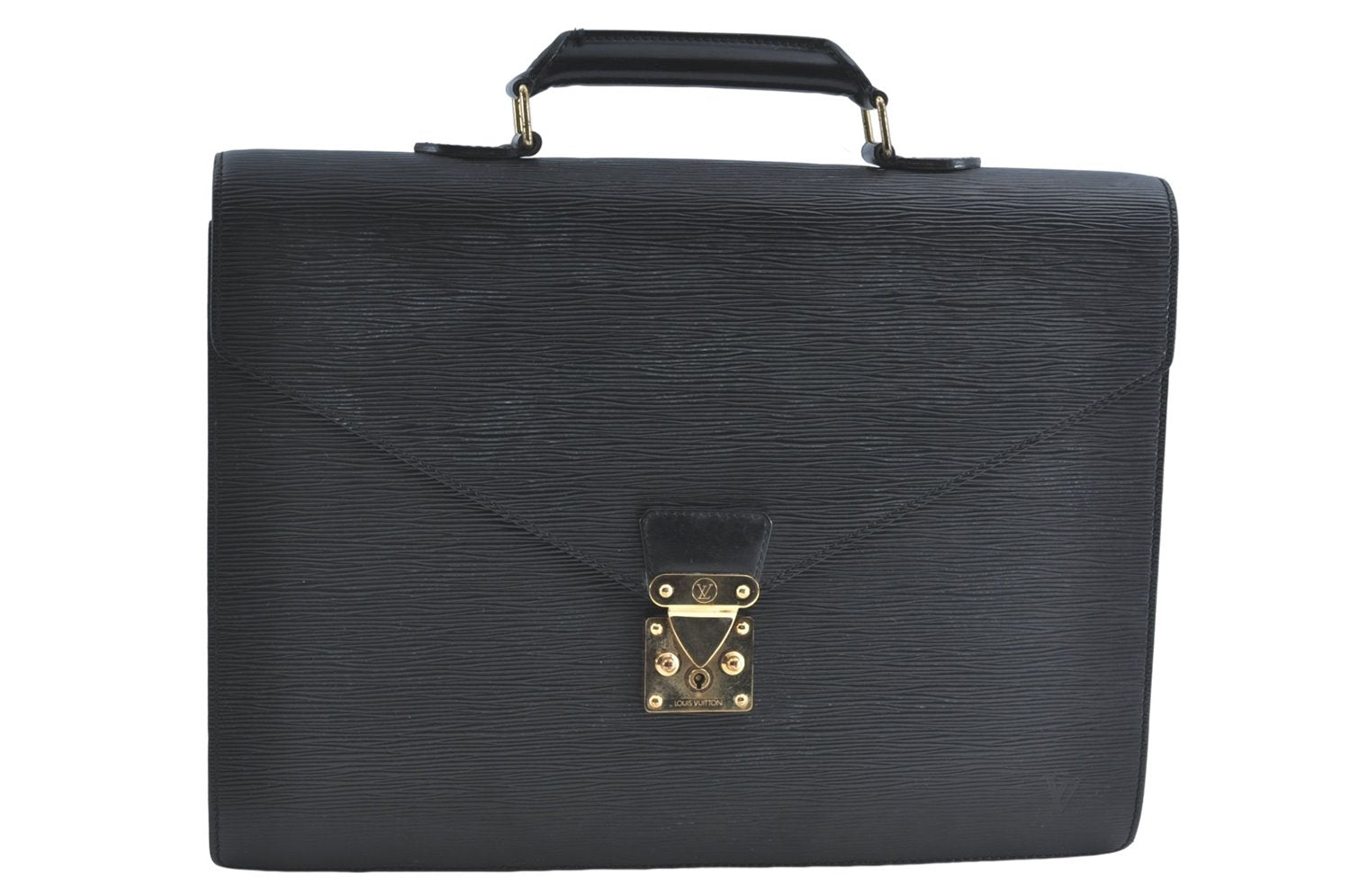 Auth Louis Vuitton Epi Serviette Ambassadeur Black Briefcase M54412 LV J1283