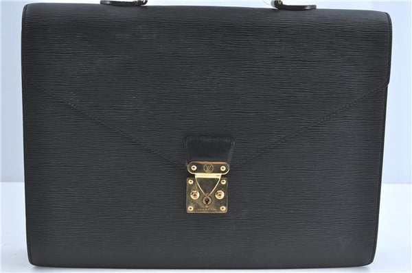 Auth Louis Vuitton Epi Serviette Ambassadeur Black Briefcase M54412 LV J1283