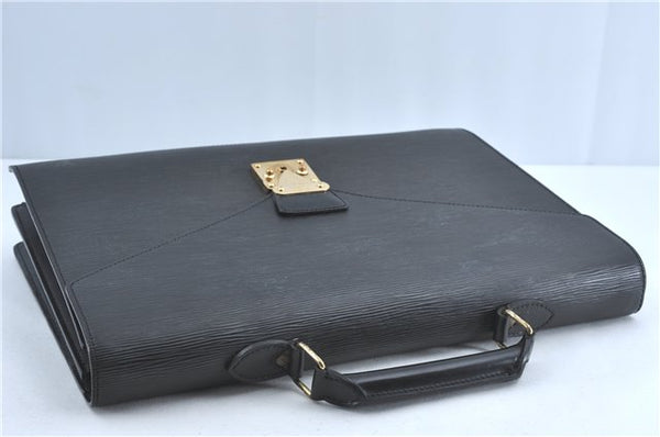Auth Louis Vuitton Epi Serviette Ambassadeur Black Briefcase M54412 LV J1283
