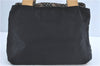 Authentic BURBERRY Vintage Check Nylon Leather Shoulder Hand Bag Black J1294