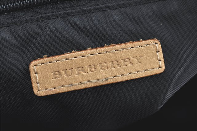 Authentic BURBERRY Vintage Check Nylon Leather Shoulder Hand Bag Black J1294