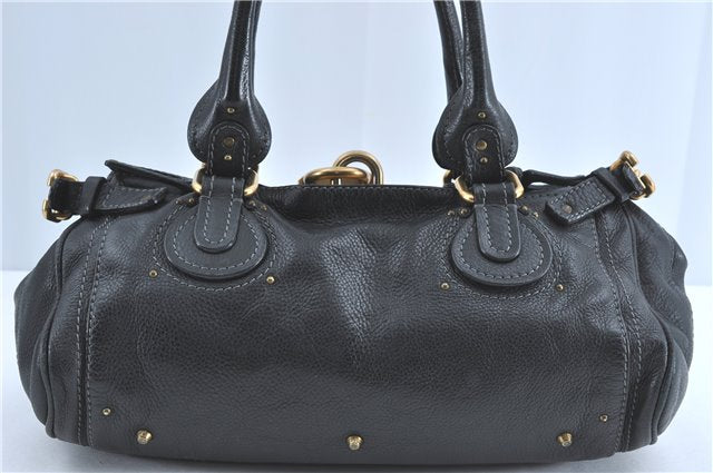 Authentic Chloe Paddington Leather Shoulder Hand Bag Purse Black J1295