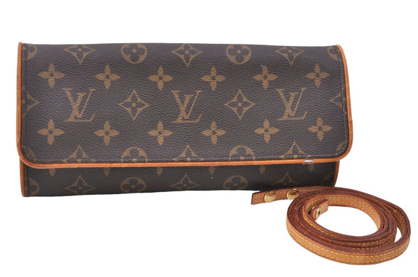 Authentic Louis Vuitton Monogram Pochette Twin GM Shoulder Bag M51852 LV J1297