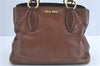 Authentic MIU MIU Leather Shoulder Hand Bag Purse Brown J1299