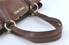 Authentic MIU MIU Leather Shoulder Hand Bag Purse Brown J1299