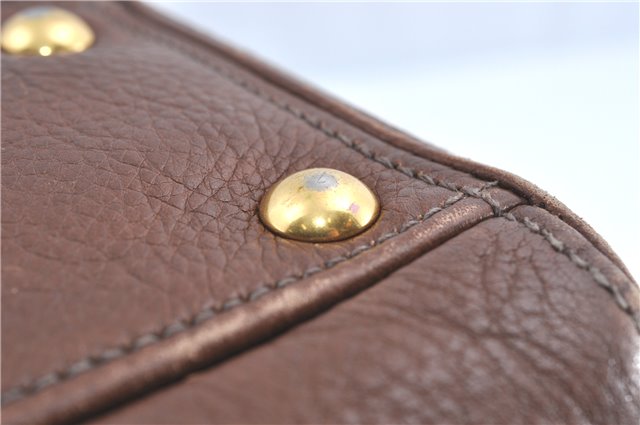 Authentic MIU MIU Leather Shoulder Hand Bag Purse Brown J1299