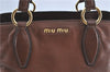 Authentic MIU MIU Leather Shoulder Hand Bag Purse Brown J1299