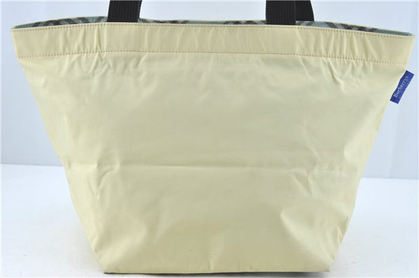 Burberrys BLUE LABEL Check Shoulder Tote Bag Nylon Leather Light Yellow J1300