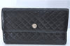 Authentic CHANEL Lamb Skin Matelasse CoCo Mark Long Wallet Purse Black CC J1303