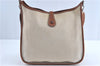 Authentic HERMES Canvas Leather Evelyne GM Shoulder Cross Bag White Brown J1307