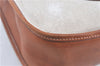 Authentic HERMES Canvas Leather Evelyne GM Shoulder Cross Bag White Brown J1307