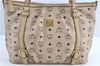 Authentic MCM Leather Vintage 2Way Shoulder Tote Bag Light Beige Ivory  J1311