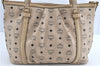 Authentic MCM Leather Vintage 2Way Shoulder Tote Bag Light Beige Ivory  J1311