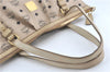 Authentic MCM Leather Vintage 2Way Shoulder Tote Bag Light Beige Ivory  J1311