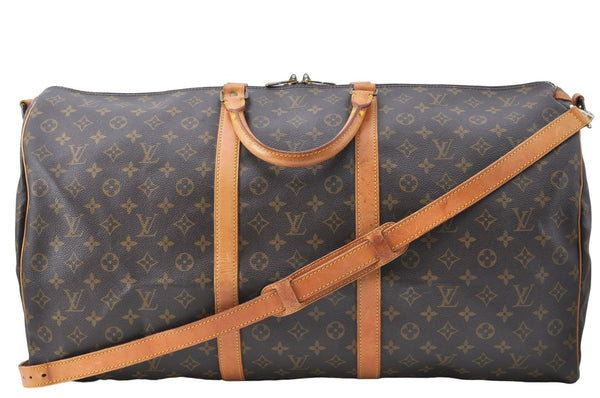 Auth Louis Vuitton Monogram Keepall Bandouliere 60 Boston Bag M41412 LV J1321