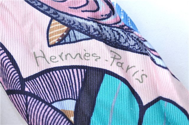 Authentic HERMES Twilly Scarf Bird Flower Motif Silk Pink J1325