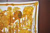 Authentic HERMES Carre 90 Scarf "ARMETS en PANACHE" Silk White Gold Box J1327