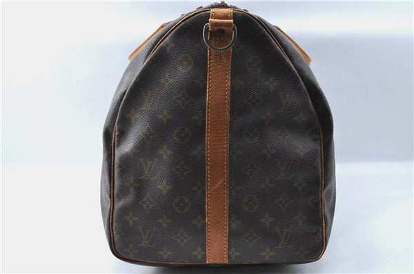 Auth Louis Vuitton Monogram Keepall Bandouliere 55 Boston Bag M41414 LV J1329