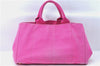 Authentic PRADA Canapa L Canvas Tote Hand Bag Canvas Pink J1331