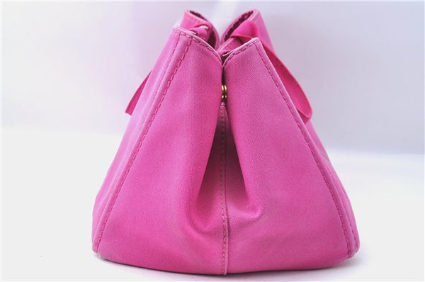 Authentic PRADA Canapa L Canvas Tote Hand Bag Canvas Pink J1331