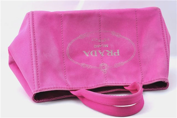 Authentic PRADA Canapa L Canvas Tote Hand Bag Canvas Pink J1331