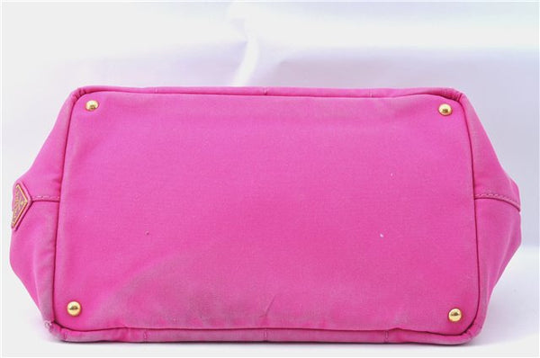 Authentic PRADA Canapa L Canvas Tote Hand Bag Canvas Pink J1331