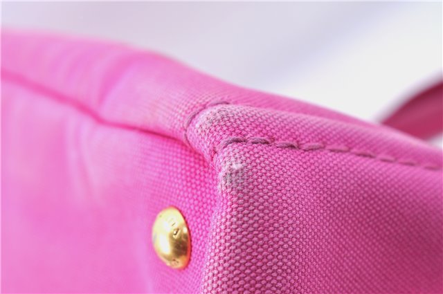 Authentic PRADA Canapa L Canvas Tote Hand Bag Canvas Pink J1331