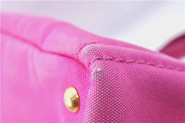 Authentic PRADA Canapa L Canvas Tote Hand Bag Canvas Pink J1331