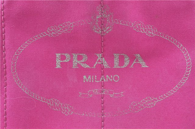 Authentic PRADA Canapa L Canvas Tote Hand Bag Canvas Pink J1331