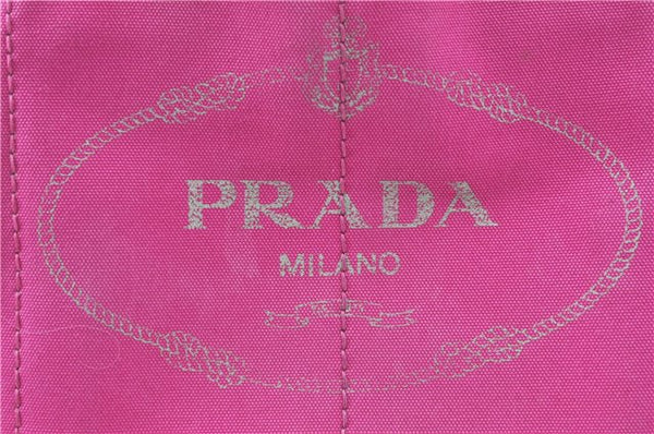 Authentic PRADA Canapa L Canvas Tote Hand Bag Canvas Pink J1331