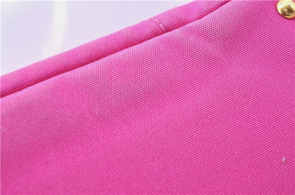 Authentic PRADA Canapa L Canvas Tote Hand Bag Canvas Pink J1331