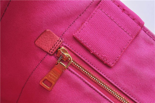 Authentic PRADA Canapa L Canvas Tote Hand Bag Canvas Pink J1331