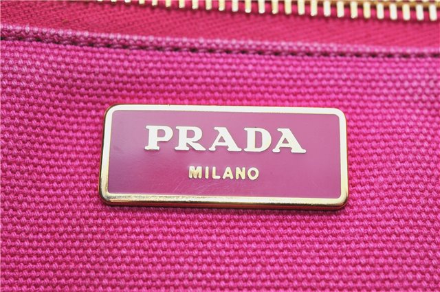 Authentic PRADA Canapa L Canvas Tote Hand Bag Canvas Pink J1331