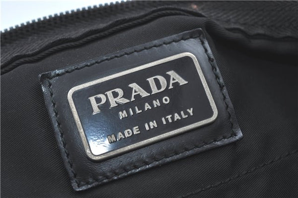 Authentic PRADA Nylon Tessuto Leather Travel Boston Bag Black J1342