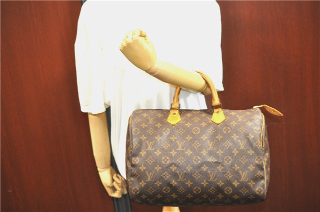 Authentic Louis Vuitton Monogram Speedy 35 Hand Boston Bag M41524 LV J1345