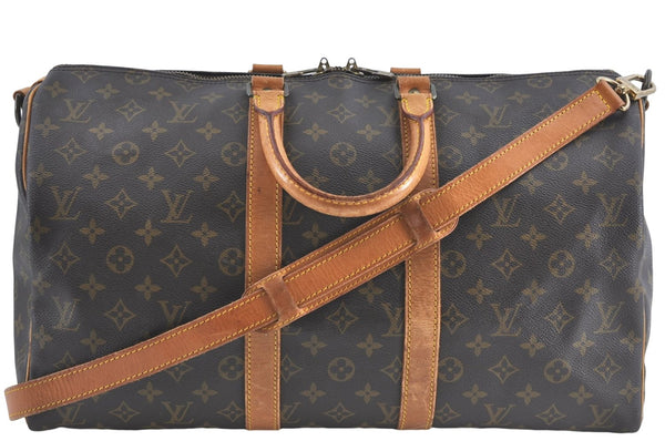 Auth Louis Vuitton Monogram Keepall Bandouliere 45 Boston Bag M41418 LV J1348