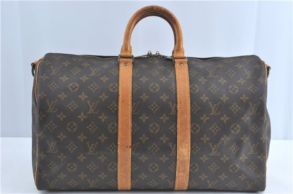 Auth Louis Vuitton Monogram Keepall Bandouliere 45 Boston Bag M41418 LV J1348