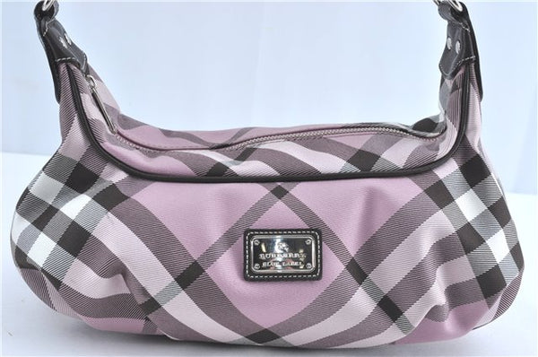 Authentic BURBERRY BLUE LABEL Check Shoulder Hand Bag Canvas Leather Pink J1355