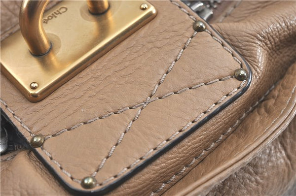 Authentic Chloe Paddington Leather Shoulder Hand Bag Purse Beige Brown J1358