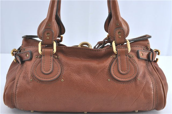 Authentic Chloe Paddington Leather Shoulder Hand Bag Purse Brown J1359