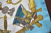 Authentic HERMES Carre 90 Scarf "GRAND UNIFORME" Silk Light Blue Gold J1361