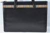 Authentic BURBERRY Vintage Leather Shoulder Tote Bag Black J1366