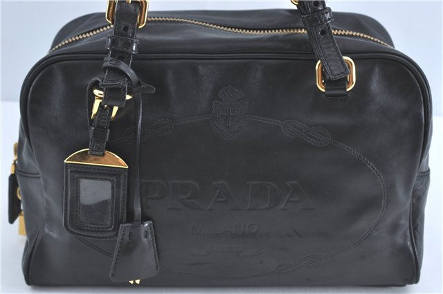 Authentic PRADA Leather Nappa Shoulder Hand Bag Purse Black J1368