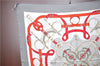 Authentic HERMES Carre 90 Scarf "Eperon d’or" Silk Light Gray White Red J1370