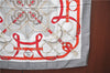 Authentic HERMES Carre 90 Scarf "Eperon d’or" Silk Light Gray White Red J1370