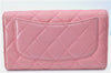 Authentic CHANEL Lamb Skin Matelasse Long Wallet Purse Light Pink CC Box J1371